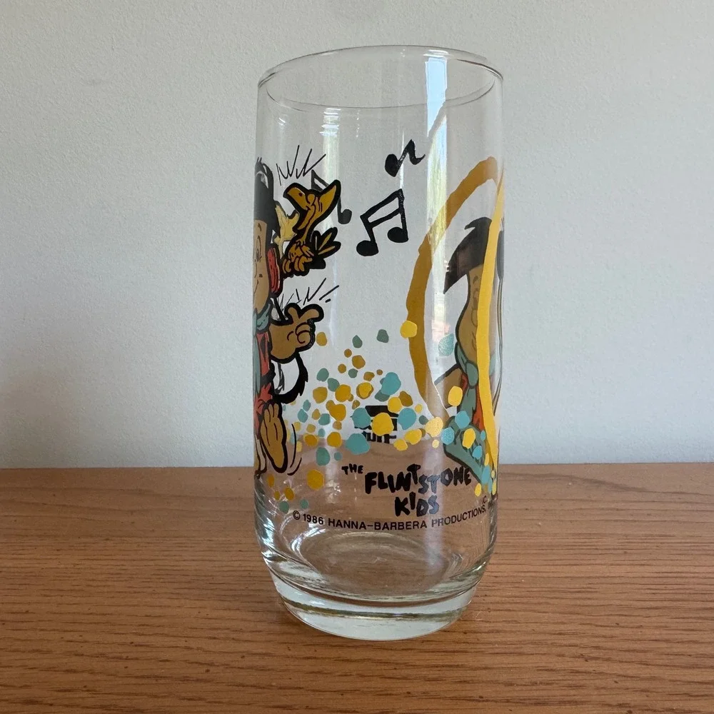 Vintage 1986‎ Pizza Hut The Flintstone Kids Freddy Glass Hanna-Barbera Promo
